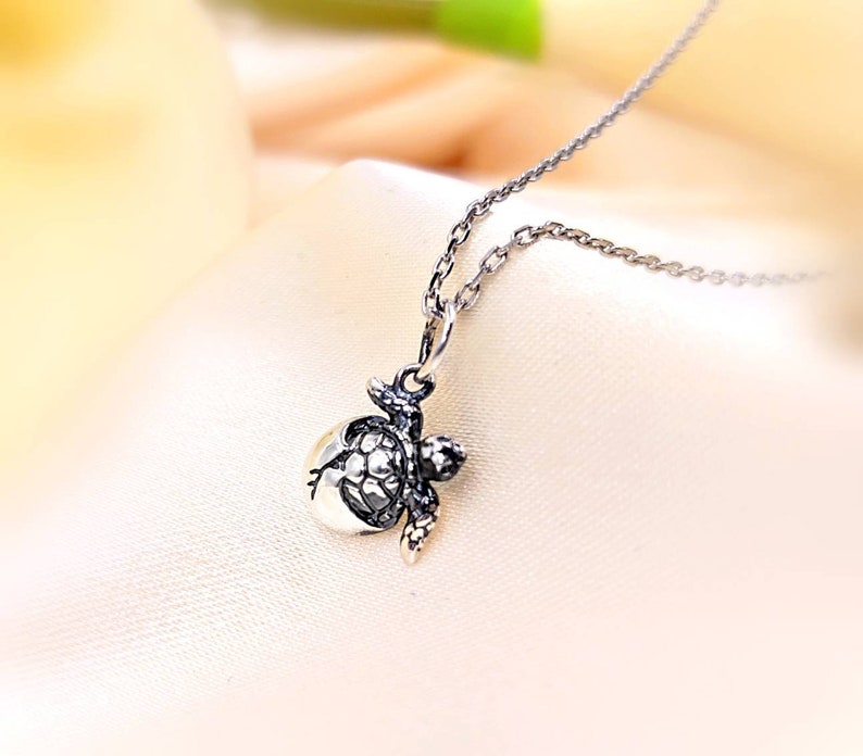 Infinity Close 925 Silver Turtle; Sterling Baby Sea Turtle Necklace; 925 Baby Turtle in Shell; 925 Hatching Turtle; Turtle Shell; Turtle
