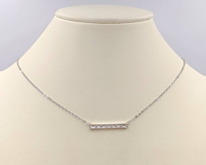 Infinity Close /& Free Shipping Antiqued Swirl 925 Sterling Silver Necklace with 925 Filigree Bar; 925 Bar Necklace; Scroll Design Bar