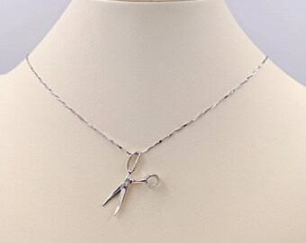 925 Sterling Silver Scissors Necklace; Scissor Necklace; Hair Stylist Pendant; Scissors Charm; Hair Dresser Gift Necklace, Infinity Close