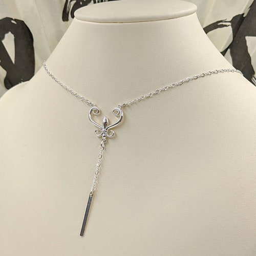 Antiqued Swirl 925 shops Sterling Silver Necklace with 925 Filigree Bar; 925 Swirl Bar Y Necklace; Scroll Design Bar Drop Lariat, Infinity Close