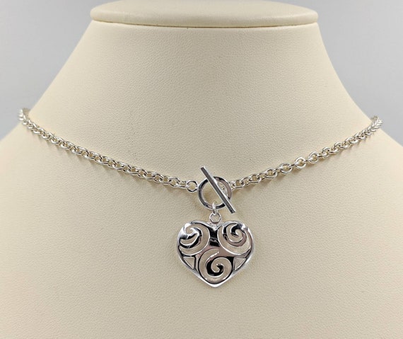 925 Sterling Silver Heart Toggle 