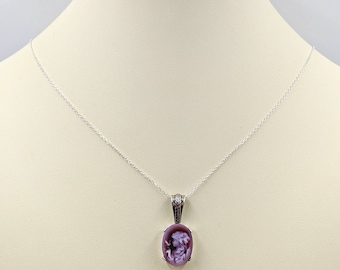 Cameo Necklace; Genuine Red Agate Cameo Necklace w 925 Sterling Setting and Chain; Cameo Jewelry; Red Lady Cameo Necklace; Infinity Close