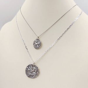 925 Unicorn & Pegasus Coin Necklace; 925 Layered Coin Necklace; Unicorn Pendant; Pegasus Pendant; 925 Double Coin Necklace, Infinity Close