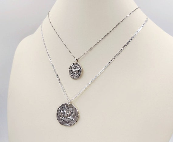 Infinity Close 925 Sterling Silver Pegasus Necklace; Pegasus Pendant; Silver Unicorn Necklace; 925 Unicorn Pegasus Necklace; Flying Horse
