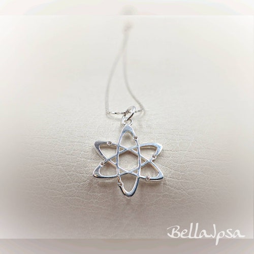Silver Atom shops Necklace; 925 Atom; Silver Atom; Sterling Silver Atom Necklace; Nuclear Power Necklace; Necklace with Atom, Infinity Close