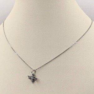 Silver Honey Bee 925 Necklace; Sterling Bumble Bee; Silver Bee Necklace; Bumble Bee Pendant; Silver Bee Charm; Sterling Wasp, Infinity Close