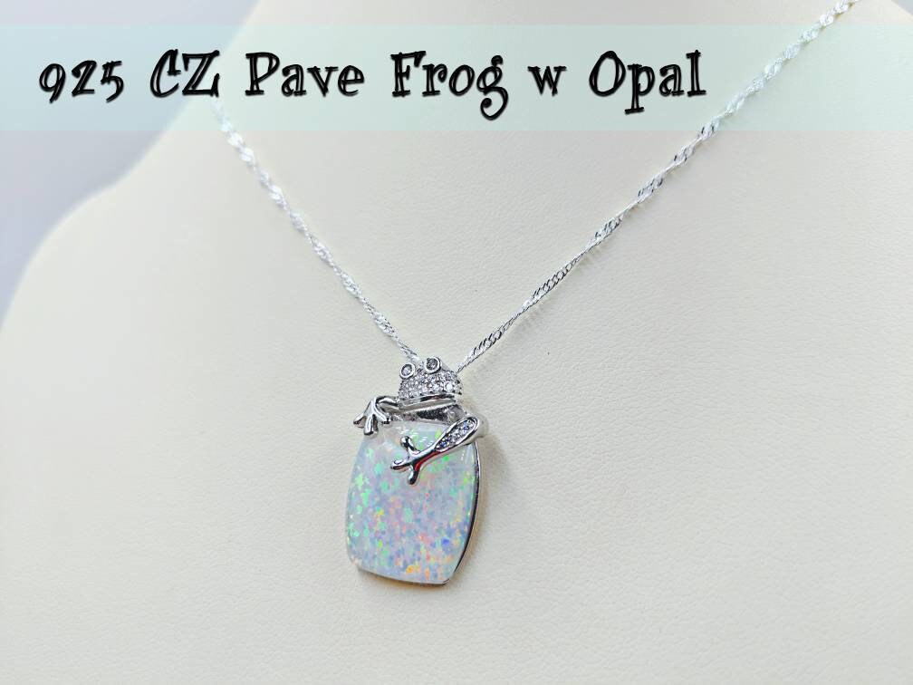 Frog Crystal Charm Pave Setting Necklace Frog Crystal Charm Pave Setting Necklace