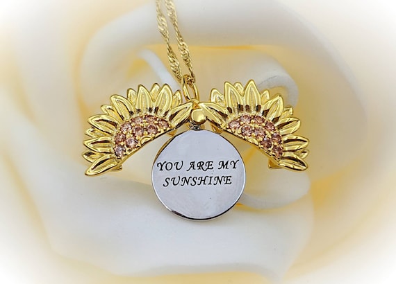 2024 Fashion You Are My Sunshine Sunflower Necklace Silver Jewellery for Women - Jewelry and