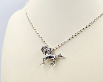 925 Sterling Silver Horse Necklace; Horse Pendant; 3D Silver Foal Horse Necklace; 925 Baby Horse Charm; Silver Horse; Foal, Infinity Close