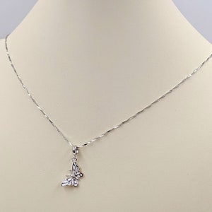 925 Sterling Butterfly Necklace; Sterling Butterfly Necklace w Silver Chain; Butterfly Jewelry; White Butterfly Necklace, Infinity Close