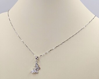 925 Sterling Butterfly Necklace; Sterling Butterfly Necklace w Silver Chain; Butterfly Jewelry; White Butterfly Necklace, Infinity Close