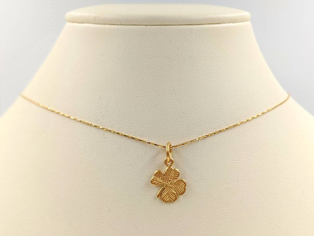Small Clover Necklace; 925 Gold Clover Necklace; Sterling