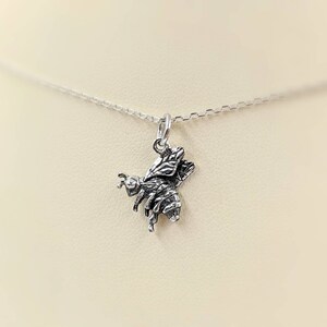 Silver Honey Bee 925 Necklace; Sterling Bumble Bee; Silver Bee Necklace; Bumble Bee Pendant; Silver Bee Charm; Sterling Wasp, Infinity Close