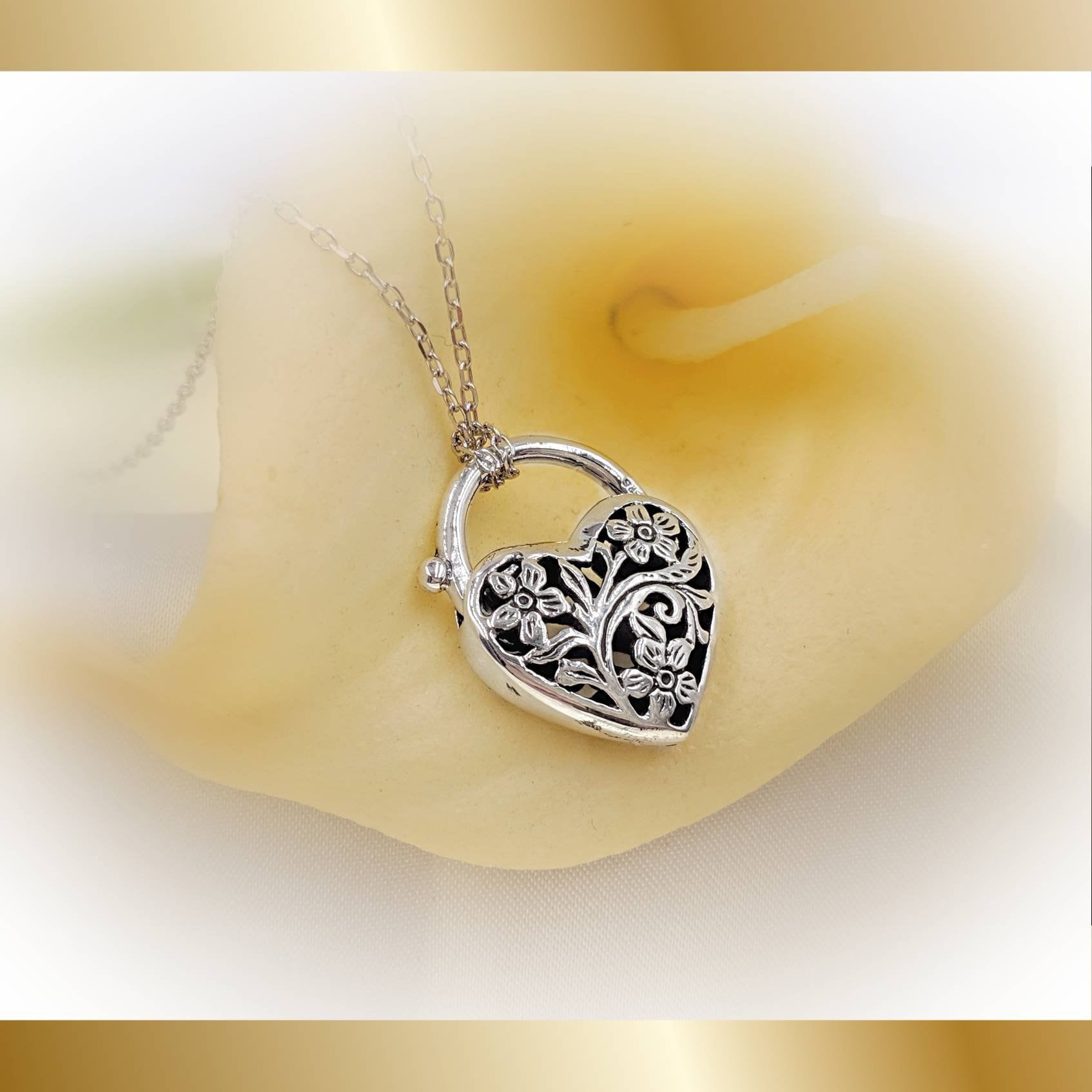 925 Heart Padlock Necklace Silver Lock Pendant Key to My Etsy