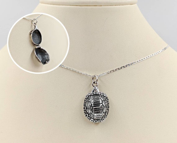 Turtle Locket Necklace 925 Sterling Silver Turtle Locket Necklace