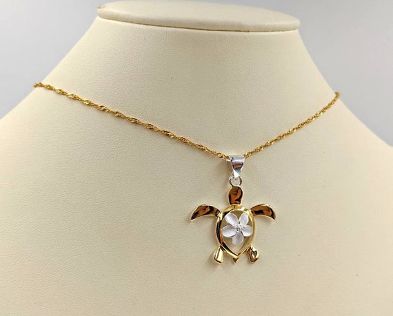 White gold turtle necklace online