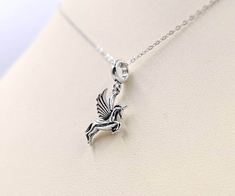 Infinity Close 925 Sterling Silver Pegasus Necklace; Pegasus Pendant; Silver Unicorn Necklace; 925 Unicorn Pegasus Necklace; Flying Horse