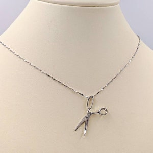 925 Sterling Silver Scissors Necklace; Scissor Necklace; Hair Stylist Pendant; Scissors Charm; Hair Dresser Gift Necklace, Infinity Close