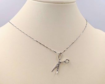 925 Sterling Silver Scissors Necklace; Scissor Necklace; Hair Stylist Pendant; Scissors Charm; Hair Dresser Gift Necklace, Infinity Close