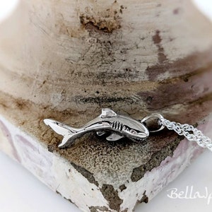 Sterling Silver Shark Necklace; Sterling Silver Whale Shark; 925 Sterling Whale Shark Pendant Necklace; Necklace with 3D Shark; Shark Charm