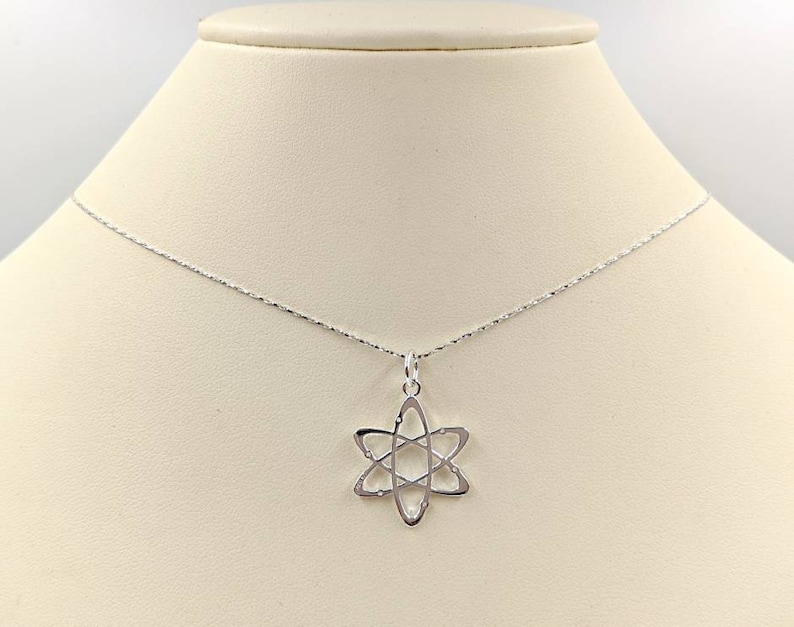 Silver Atom shops Necklace; 925 Atom; Silver Atom; Sterling Silver Atom Necklace; Nuclear Power Necklace; Necklace with Atom, Infinity Close