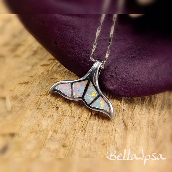 Whale tail opal necklace