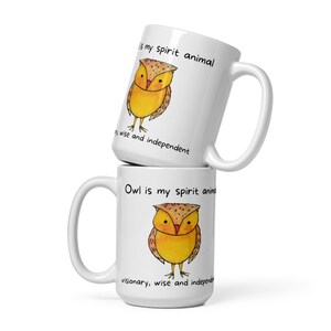 Copo amante da coruja, coruja é meu espírito animal caneca branca brilhante