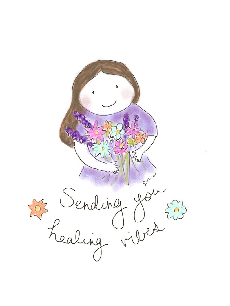 Sending Healing Vibes Flowers Greeting Card Etsy