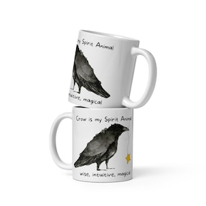 Crow lover Cup, Crow Spirit animal White glossy mug