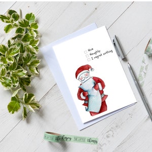 Funny Santa Christmas Card, Naughty List Card, Humorous Card, Funny Holiday Card, Christmas Card for friend, Funny Christmas Card