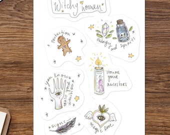 Witch stickers, Stickers for Witchy Planner, Fun stickers for Grimoire, Witchy stickers,