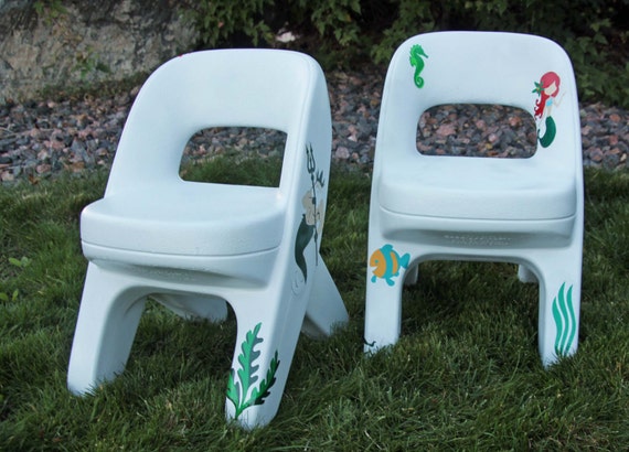 Little Mermaid And King Triton Kids Chairs Etsy