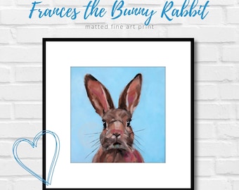 BUNNY RABBIT Fine Art Print from Oil Painting Woodland Animals Nursery Wall Art Wall Decor Wall Hanging Home Bunnies Rabbits Illustration