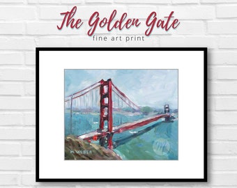 The GOLDEN GATE BRIDGE Art Print San Francisco California Oil Painting Kitchen Wall Art Living Room Decor Home Decor Ocean Nautical Water