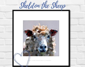 Sheldon the SHEEP Fine Art Print Sheep Painting Farm Animals Art Print Oil Painting Wall Art Wall Decor Wall Hanging Home Decor Illustration