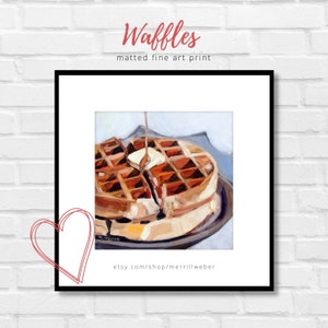 Waffles Matted Fine Art Print: Breakfast Still Life, Kitchen Wall Decor Merrill Weber (12x12-inches)