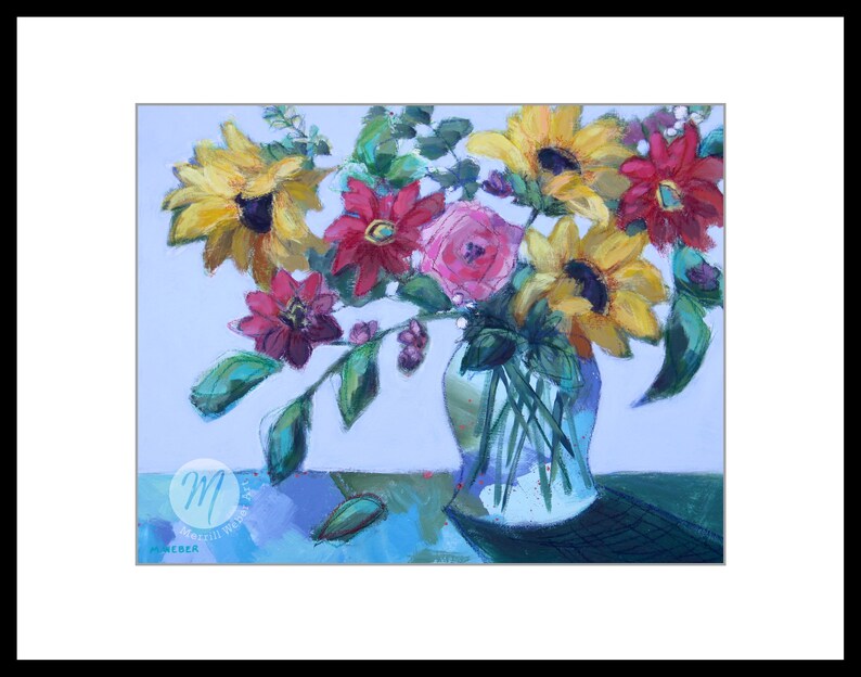 WALKING ON SUNSHINE Floral Art Prints, Flower Print, Sunflower Painting, Living Room Art Bedroom Floral Wall Art Flower Poster Merrill Weber image 4