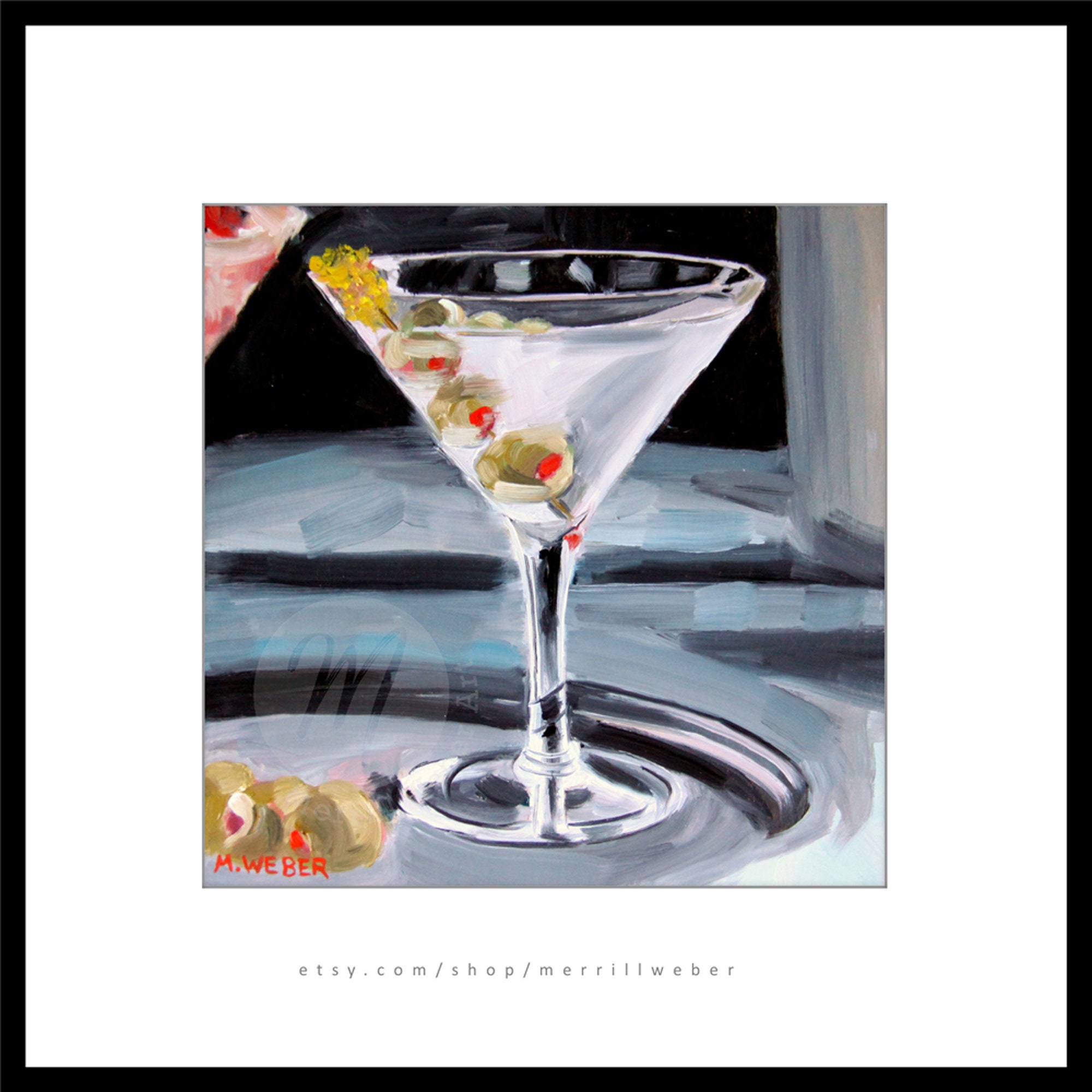 Martini with Three Olives Martini Art Matted FINE ART PRiNT Etsy