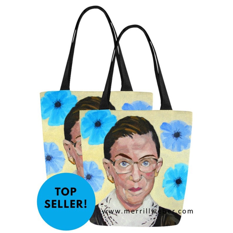 Mexican Artist Frida Tote Bag from Oil Painting Portrait by Merrill Weber, Mexican Folk Artist image 5