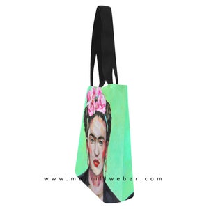 Mexican Artist Frida Tote Bag from Oil Painting Portrait by Merrill Weber, Mexican Folk Artist image 4