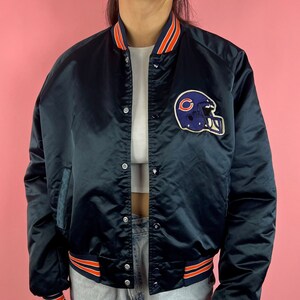 Vintage Chicago Bears 90's Spellout Satin Bomber Jacket - Etsy