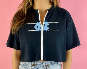 Vintage University of North Carolina Cropped Zip-Up Tee (XL)