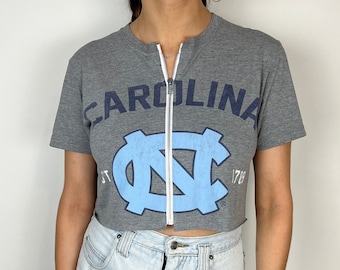 Vintage University of North Carolina Cropped T-shirt met rits (S)