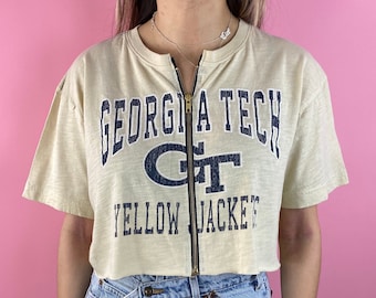Vintage Georgia Tech Cropped Zip-up T-Shirt (XL)