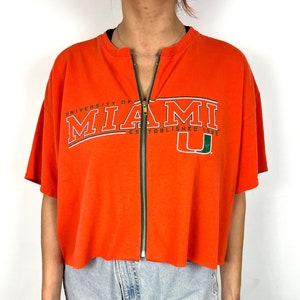 Vintage Universität von Miami abgeschnittenes Reißverschluss-T-Shirt (XXL)