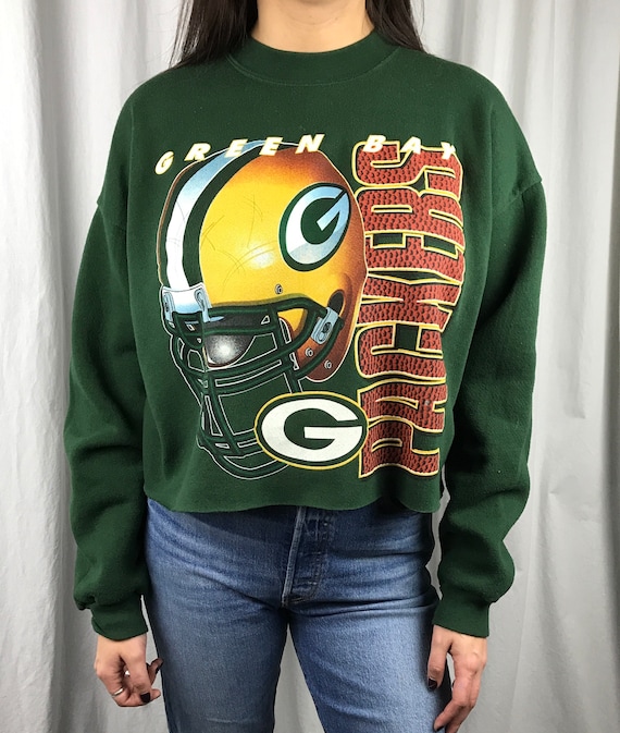 Vintage Green Bay Packers Cropped Sweatshirt (XL) - image 1