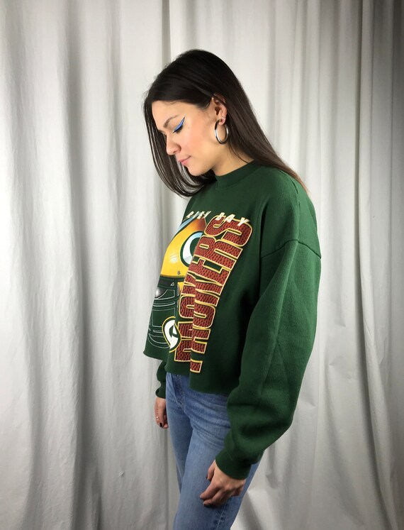 Vintage Green Bay Packers Cropped Sweatshirt (XL) - image 3