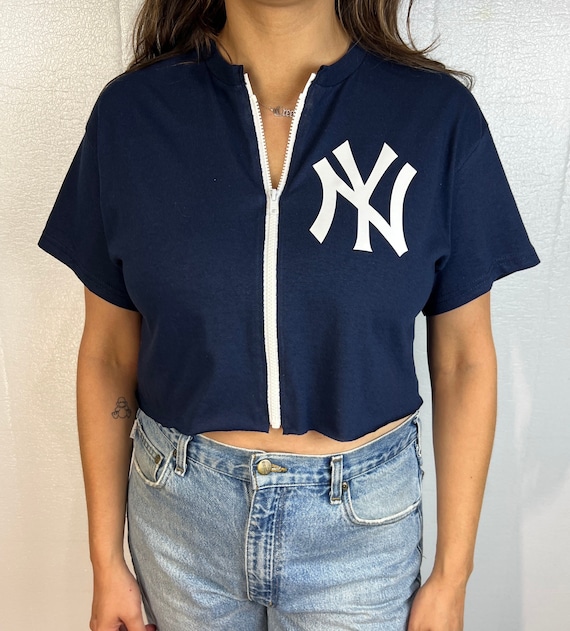 New York Yankees Cropped Zip-Up Tee
