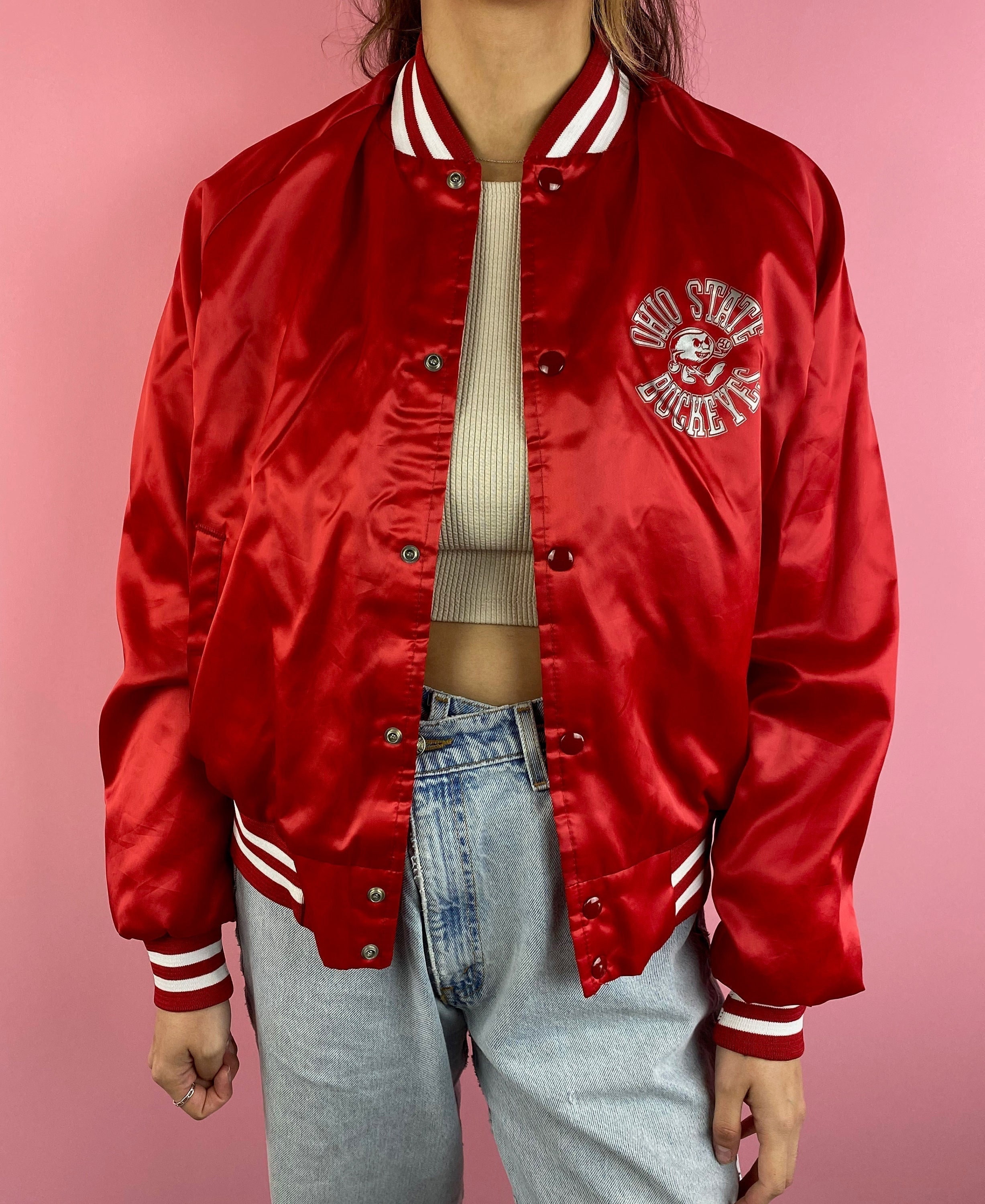 Vintage Ohio State Buckeyes Satin Bomber Jacket M Etsy