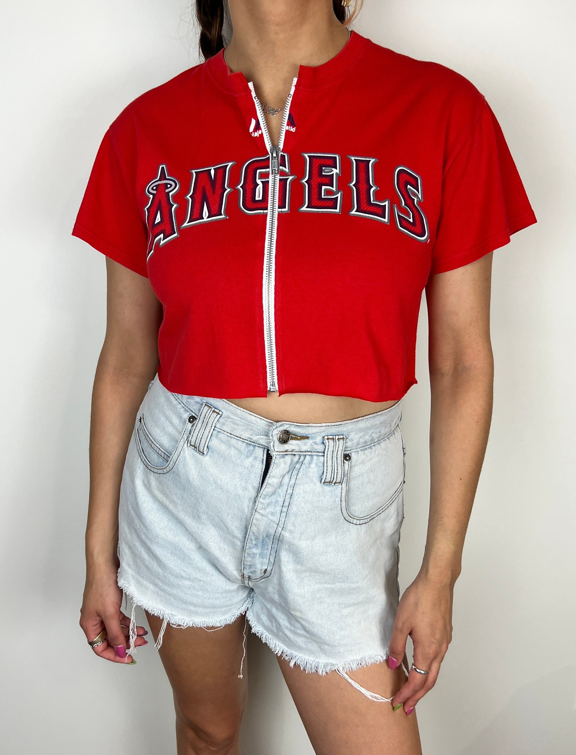 Pro Standard Los Angeles Angels Crop Tee - Red - Medium